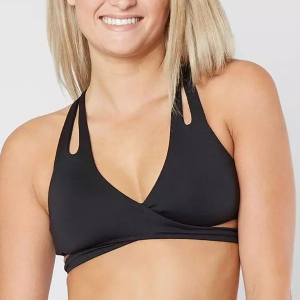 NWT Becca Women's Colorcode Black Halter Bikini Top Swim Sz M
